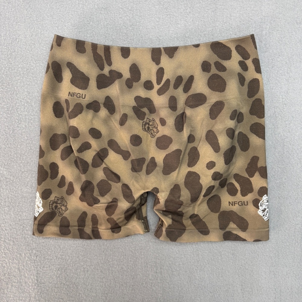 Darc Sport NFGU Womens Leopard Cheetah Compression Shorts Brown Small S Wolves